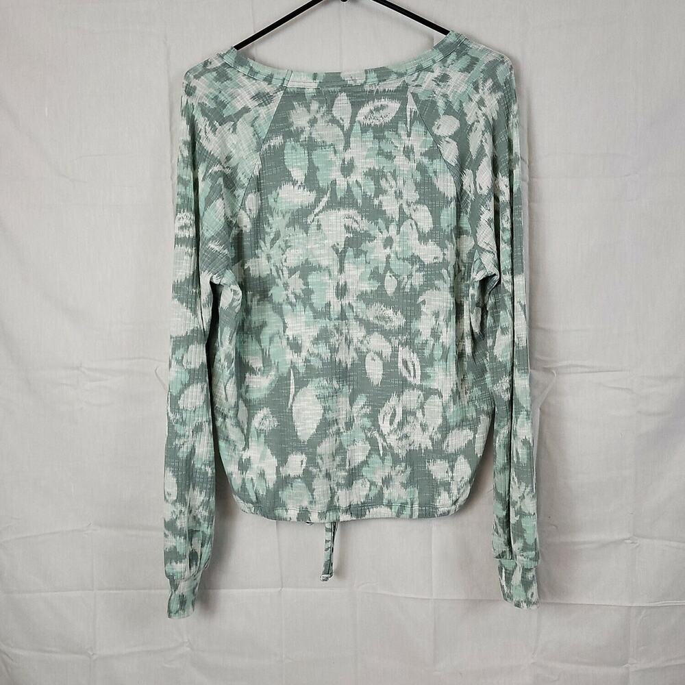 Sonoma Womens Gray Floral Long Sleeve V Neck Pullover Blouse Top Size Small - Picture 2 of 8